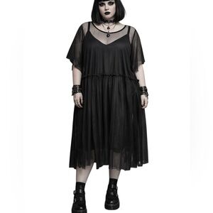 Torrid Whimsigoth Dress 4X Mesh 2 Piece Overlay Witchy Goth Dark Romantic